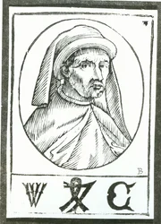 Portrait of William Caxton and His Printer